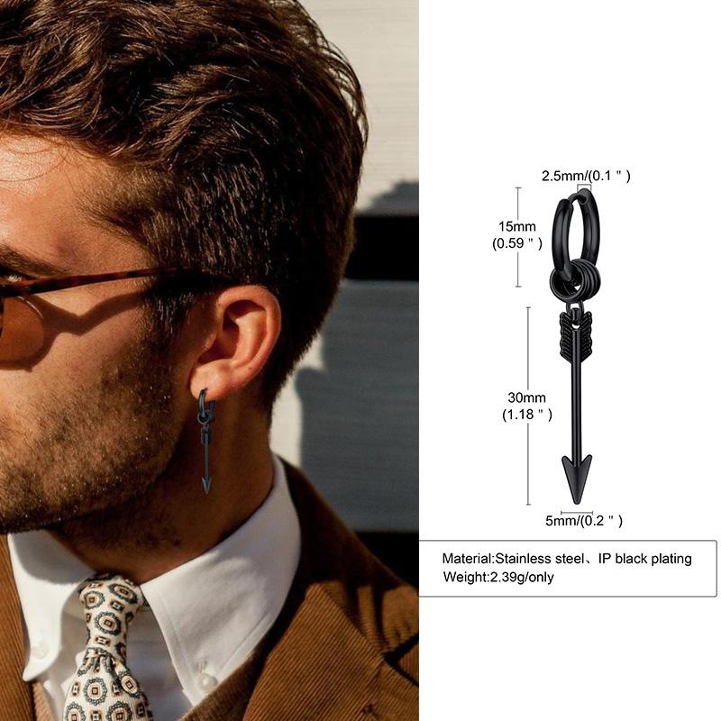 Lightning Bolt Charm Hoop Huggie Copper Color Earrings for Men Stainless Steel Hinge Hoops Lightnings