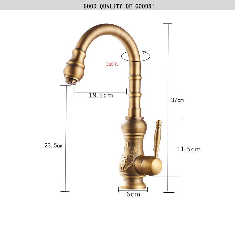 Antique Brass kitchen faucet vintage kitchen sink tap brass tap torneira banheiro basin mixer water Sink faucet