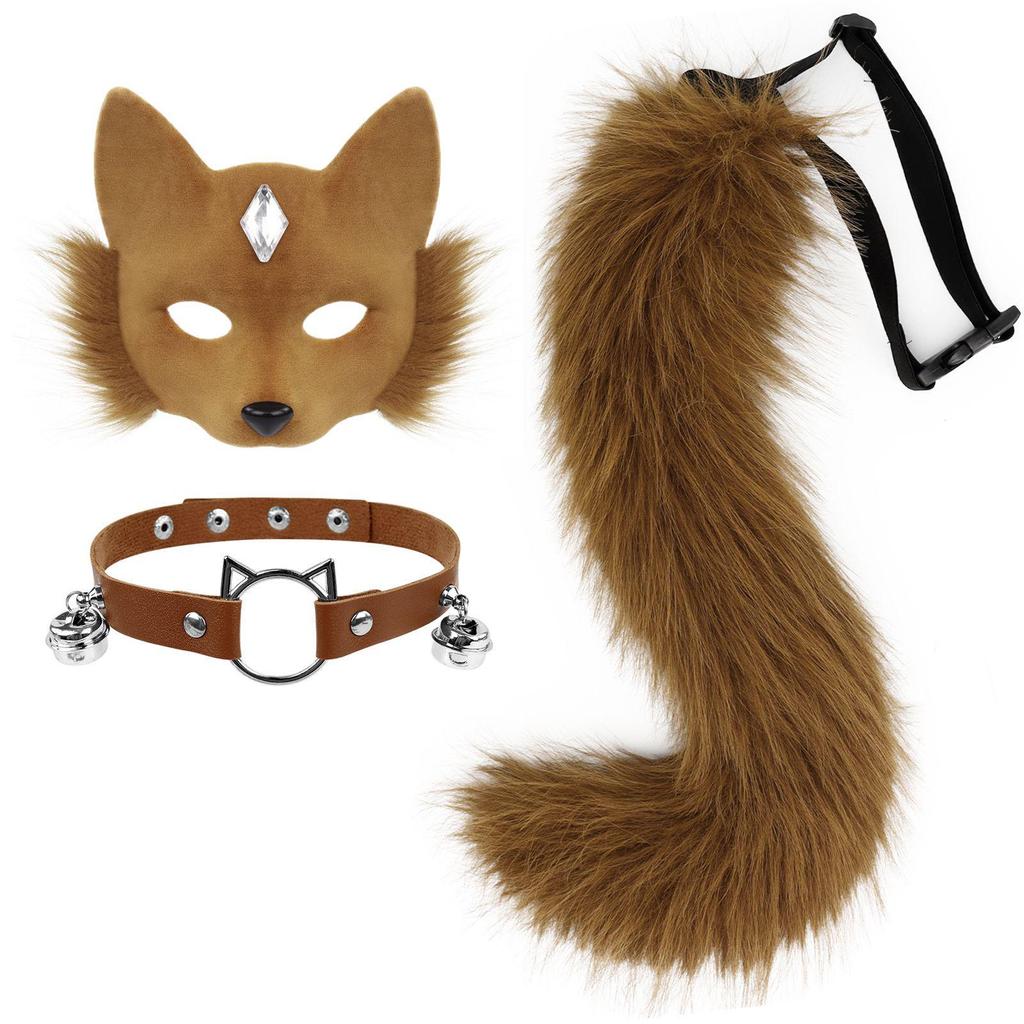 Halloween Fox Tail & Mask Set - Masquerade Accessories for Cosplay