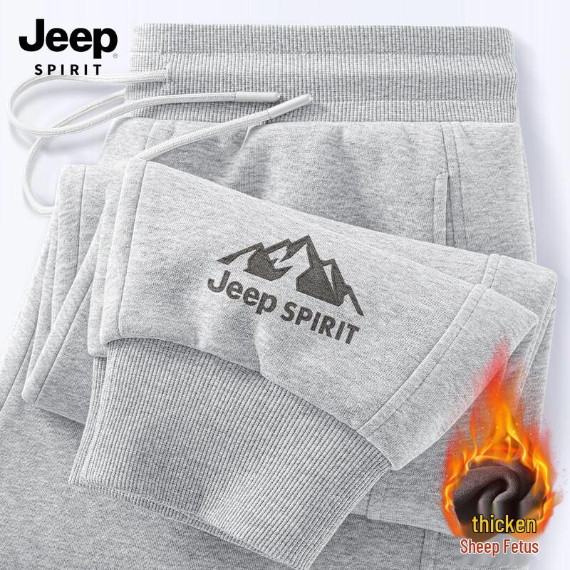 JEEP SPIRIT Men's Thickened Fleece-lined Loose Fit Joggers