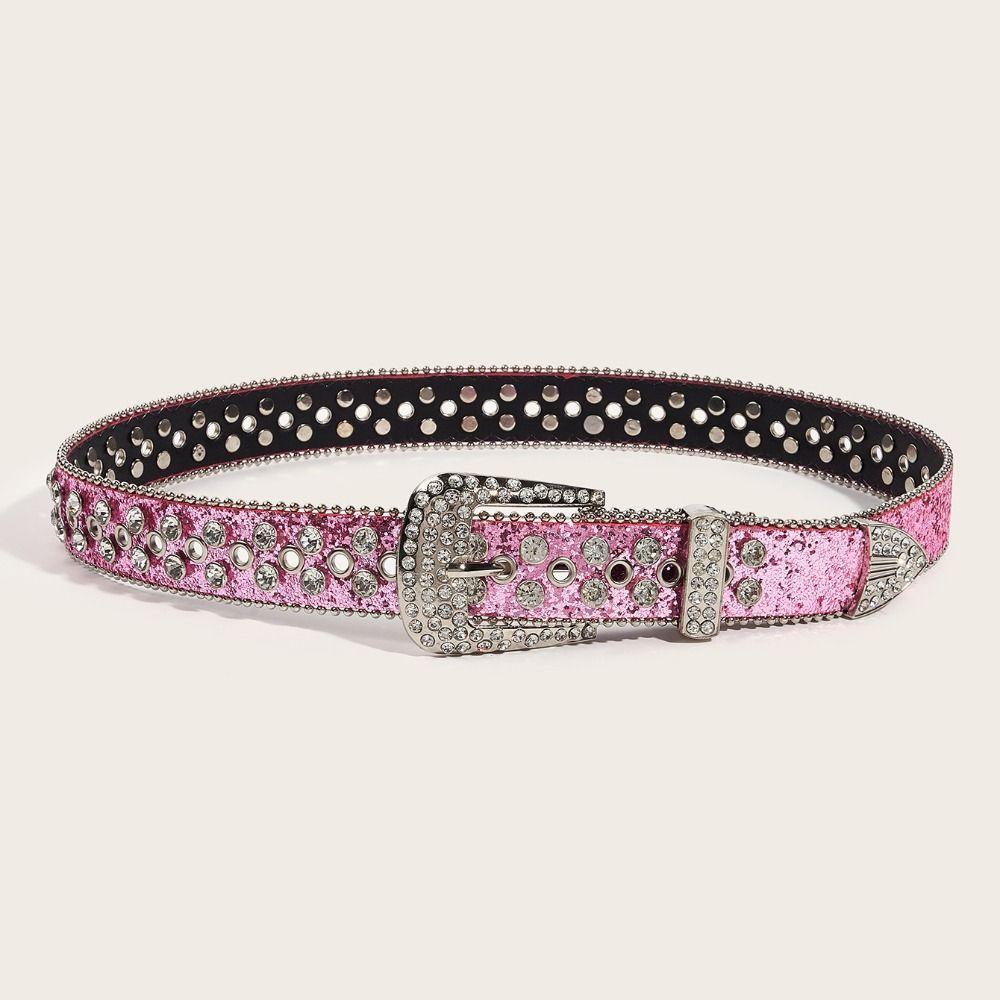 Y2K Rhinestone Belts Zinc Zinc Alloy Waistband Simple Blingbling Belt  Women