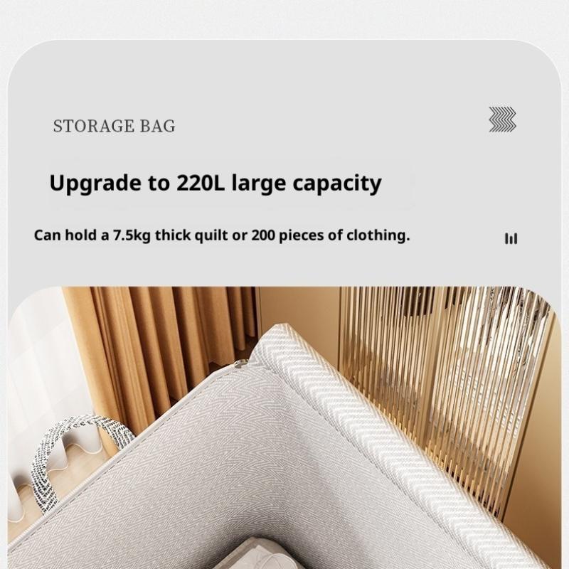 220L Big Size Clothes Storage Box With Cover Large Laundry Basket Organizer Bag For Baby Foldable