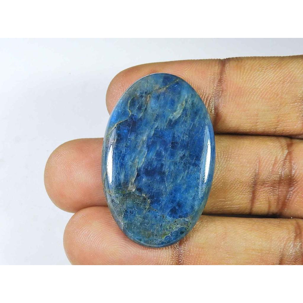 52Cts Genuine Neon Blue Apatite Oval Crystal Cabochon Loose Gemstone 25X39MM SK-2111