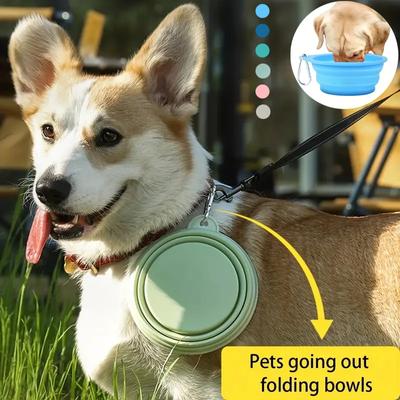 Ciotola Pieghevole per Cane Gatto Silicone Outdoor Animale Domestico singola Ciotola Mangiatoia Stoviglie Gatto Accessori per Animali da Compagnia viaggio e uso interno animale domestico portare con