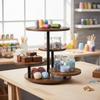 Rotating Display Stand Round Shelves 4tiers Dessert 360Degree Rustic Serving