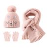 Winter Gift Set for Boys Girls Hat Gloves Scarf Kids, Warm Knitted Pompom Hat, Cute And Kids Bunny Embroidery, Cozy Ages 2 to 6