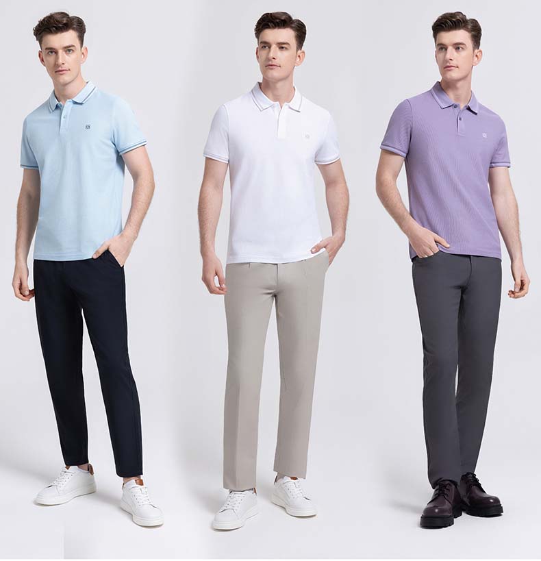 [Pure Cotton Skin Friendly] Men's Short Sleeved T-shirt Langdeng Summer New Item Lapel Casual Business Versatile Polo Shirt