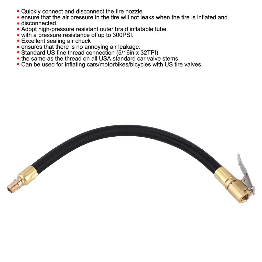 Reifenfüller Schlauch Verlängerungsrohr Reifenluftdruckfüller Gummi Motorrad Schnellaufblas-Futter Adapter