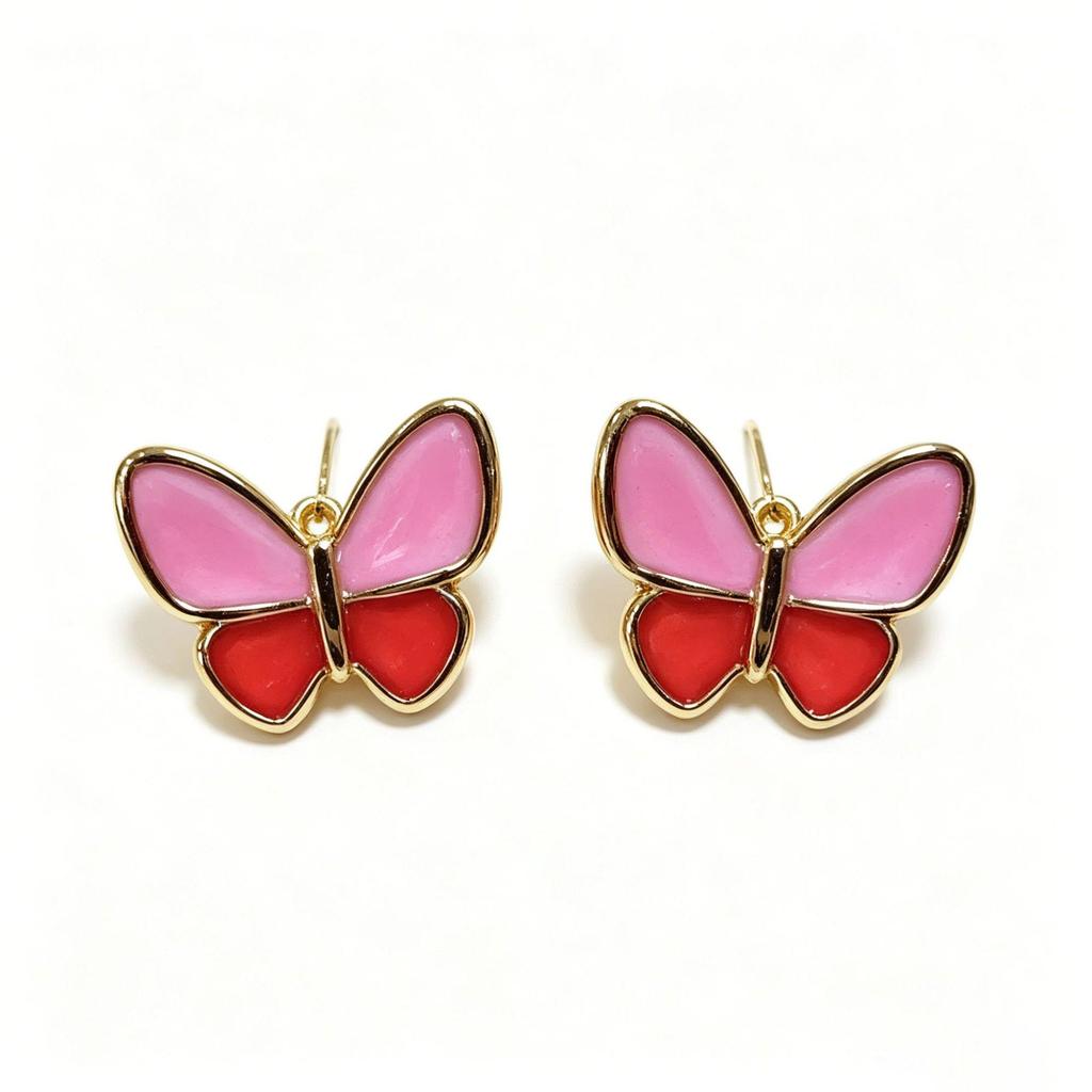 Stylish Butterfly Drip Oil Earrings - Artistic, Versatile Stainless Steel Ear Studs