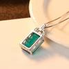 925 Sterling Silver Pendant Necklace for Women Fashion Luxury Emerald Cut Green Cubic Zirconia Party Wedding Fine Jewelry Gift