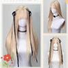 WTB Golden Long Straight Synthetic Wig Female Misa Amane Cos Straight Bangs Fluffy Smooth Long Straight Hair Wig