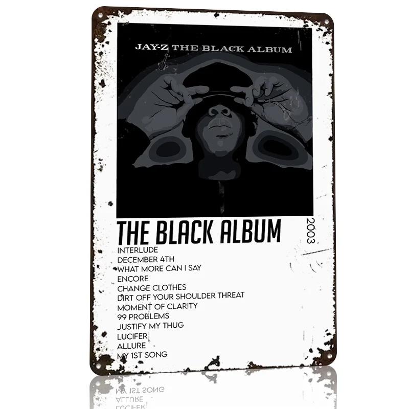 Jayz The Black Album Poster Retro D Printed Metal Signs Customized Wall Hanging Gift for Bar Accessories Mancave Decoration
