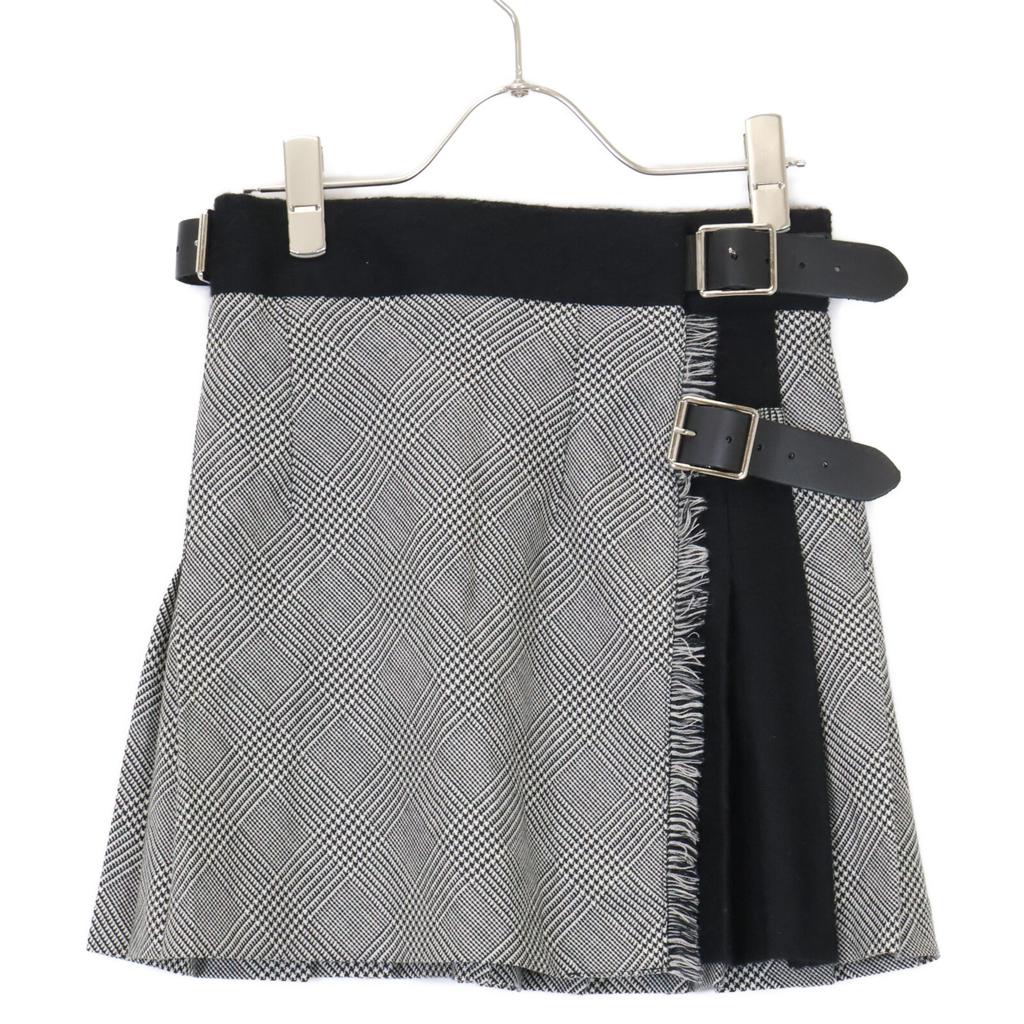 O’Neil of Dublin B12738W Grey Wool Glen Check Belt Mini Skirt Skirt 36 grayUsed
