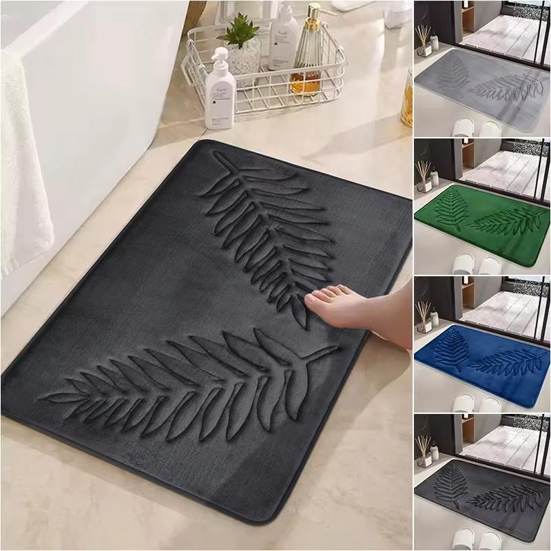 1PC Memory Foam Bath Mat Anti-slip Door Mat Extra Soft Non-Slip Quick Dry Comfortable Absorbent Toilet Mat Bathroom Rug For Home