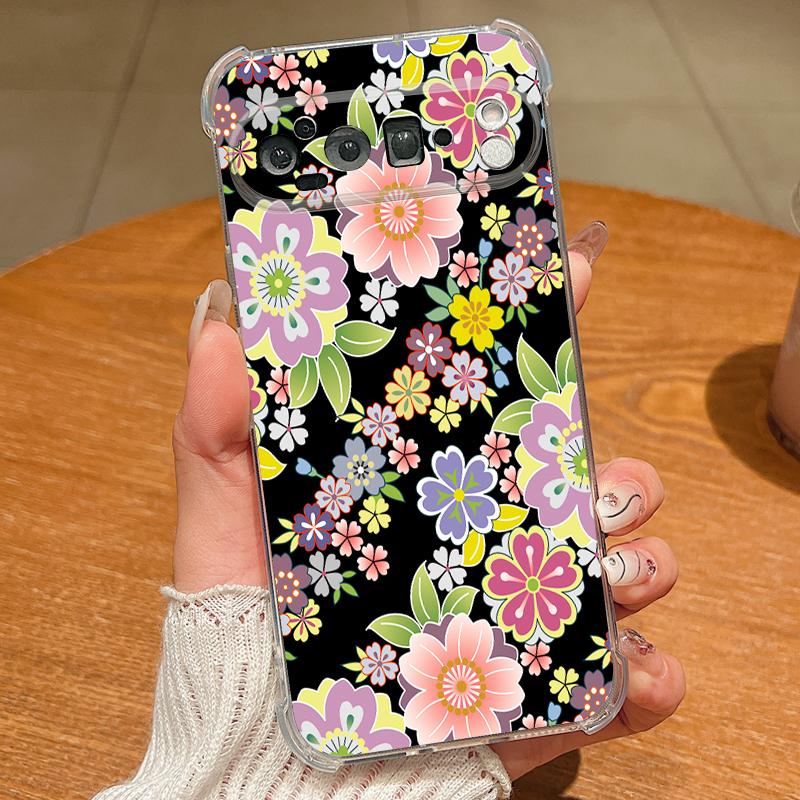 

Retro Floral Pattern Case For Google Pixel 9 Pro XL 9A Shockproof TPU Silicone Clear Soft Cover Google Pixel 9 Pro XL прозорий