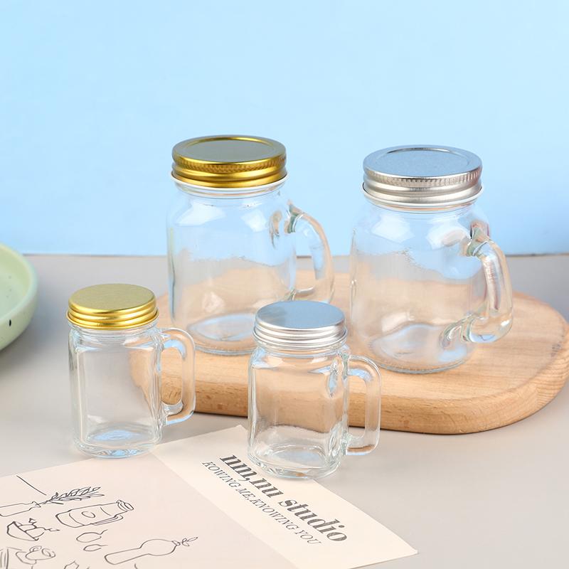 120ml Mini Bocaux Mason Verres à Shot Verre à Vin Transparent Cristal Avec Poignées Bar Club Fête Vodka Spiritueux Verre à Whiskey Cadeaux