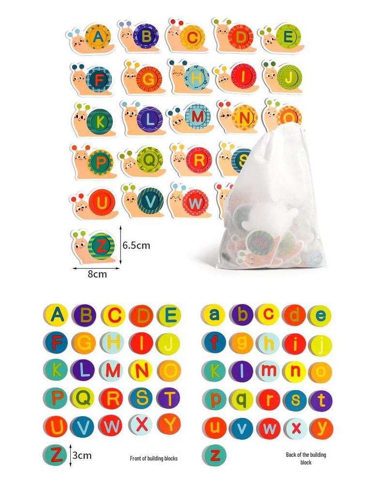 Montessori Wooden Snail Alphabet Matching Educational Toy for Kids