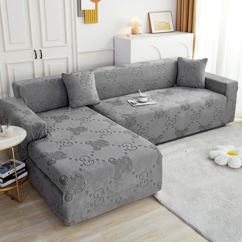 Jednokolorowy Trójwymiarowy Aksamitowy Kombinowany Pokrowiec na Sofę typu Stretch All-Inclusive Jednokolorowy Elastyczny Antypoślizgowy Pokrowiec na Sofę Imperialnej Konkubiny