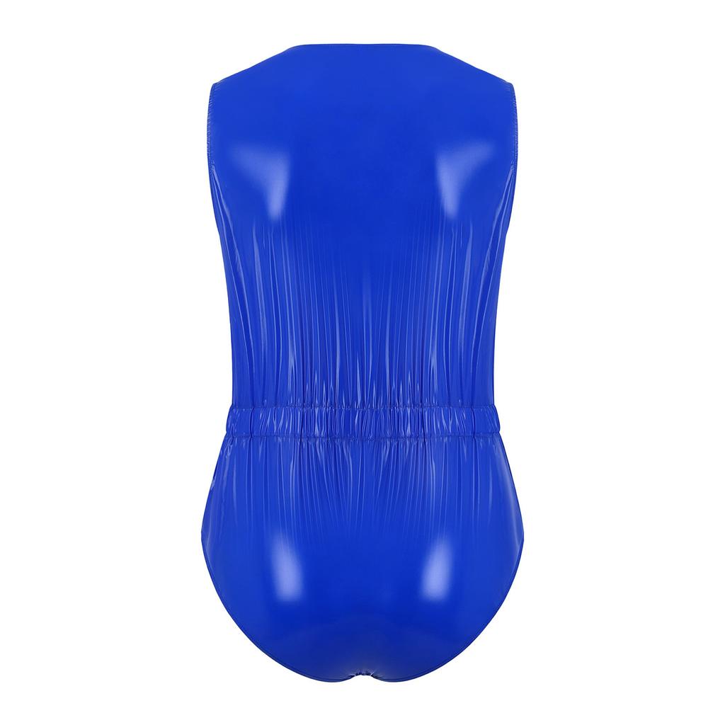 Front Double Zipper Sleeveless Sauna Bodysuit Waterproof One Piece Swimsuit for Men Gym Beach Workout Training