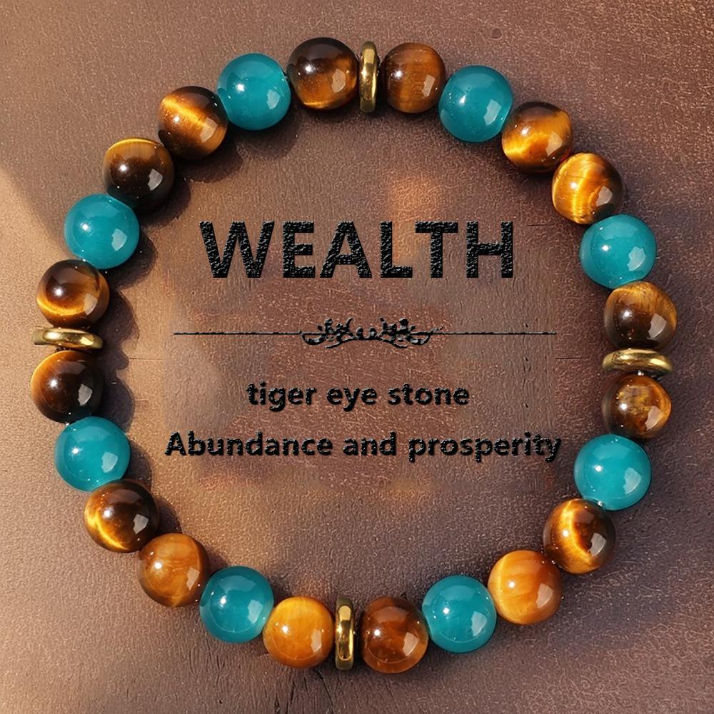 Festive Gifts Multicolor Natural Stone Beaded Bracelet With Tiger Eye Malachite And Citrine Jewelry Men Women Daily Wear Simple Versatile Accessory