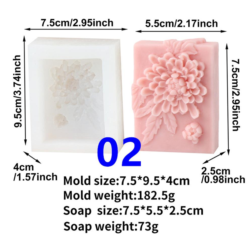 3D Flat Floral Pattern Relief Silicone Soap Mold DIY Lily Peony Floral Fragrance Soap Make Tool Silicone Mold