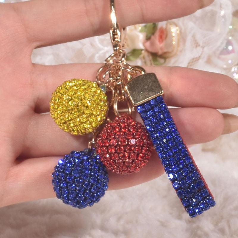 Diamond Studded Small Round Ball Keychain, Small Round Ball Car Key Pendant, Gift Rhinestone Cute Pendant