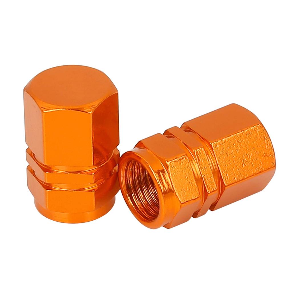 X AUTOHAUX Tire Stem Valve Cap Wheel Valve Cover Car Dustproof Hexagon Aluminum Alloy Tire Cap 4pcs Orange