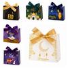 10Pcs Multicolor Eid and Ramadan Gift Boxes Satin Ribbon Bow Portable Eid Gift Box Simple Star/Moon Gift Packaging Bags