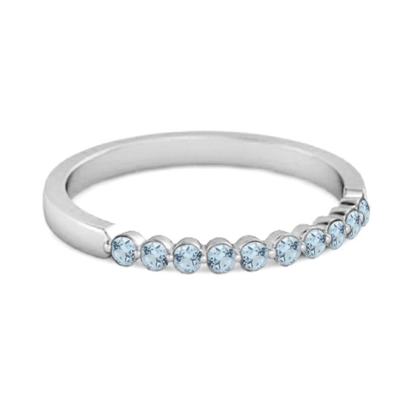 Blue Topaz Half Eternity Design Band Ring – Sterling Silver