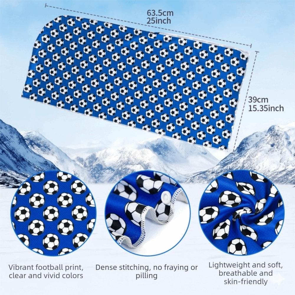 Football Pattern Cool Towel Cool Neck with Buttons Sun Protection Towel Breathable Ice Cool Cap
