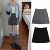 Grey High-Waisted Pencil Skirt for Women Autumn Preppy A-Line Fitted Skirt Spring Summer Casual Design-forward Slimming All-match Versatile Skirt