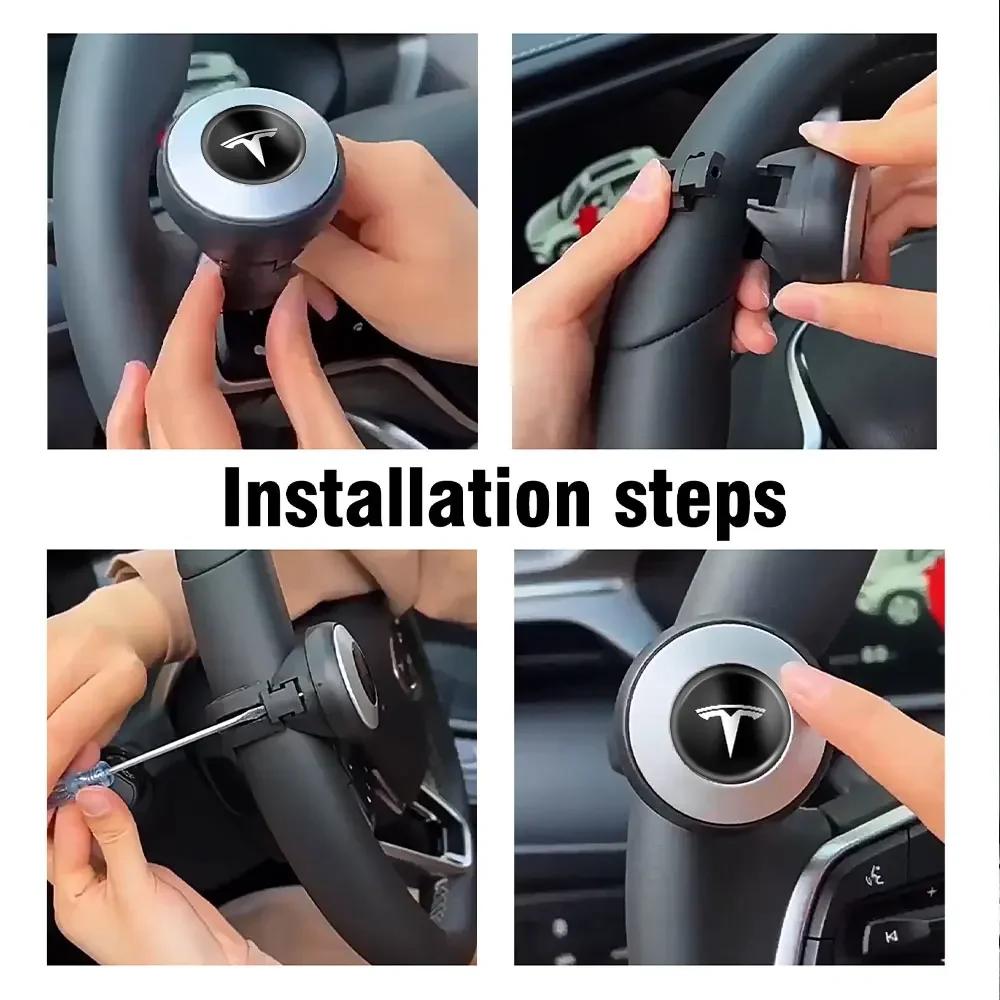 Car Sticker 2025 Hot Car Steering Wheel Booster Spinner Knob Bearing Power Handle Saving Kit For Tesla Model 3 S X Model Y Roads