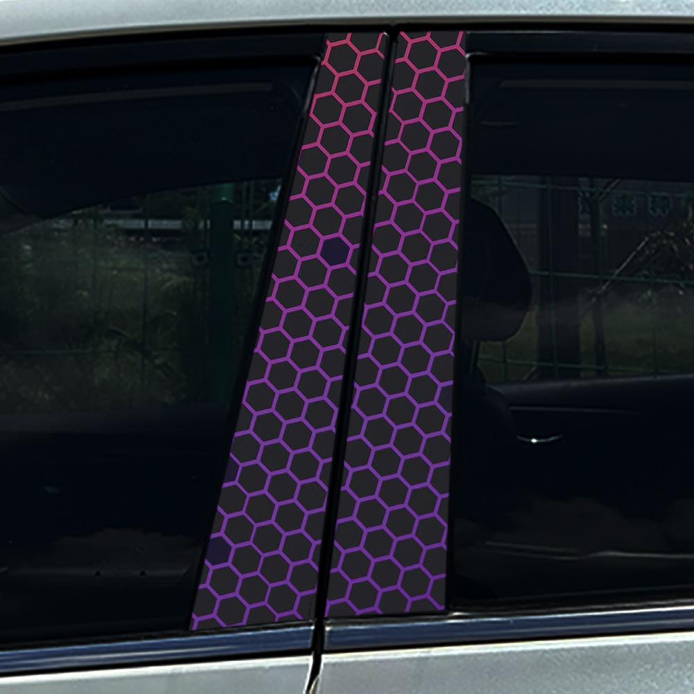 Style Honeycomb Hexagon Car B-pillar Stickers Car Center Column Decoration Cover Scratches Waterproof Decals Car Accessories