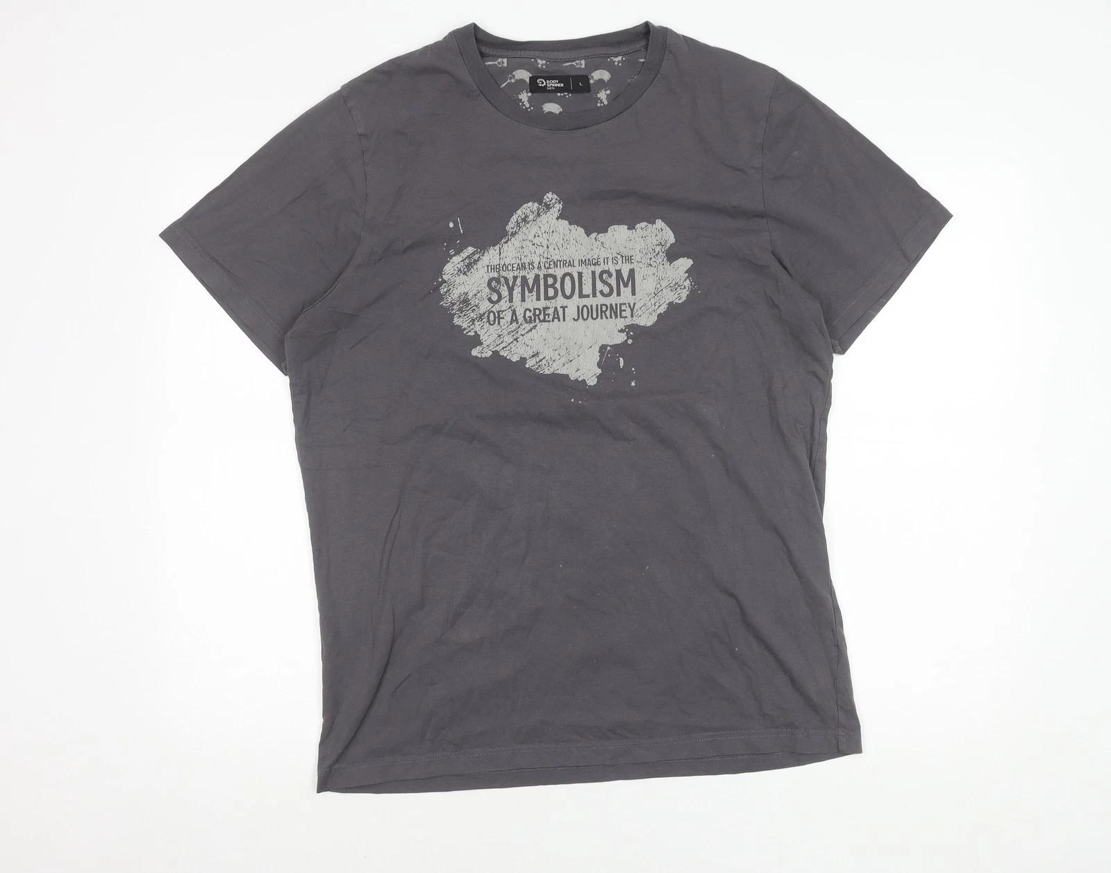 Body Spinner Men s Grey Graphic Print T-Shirt L 3XL