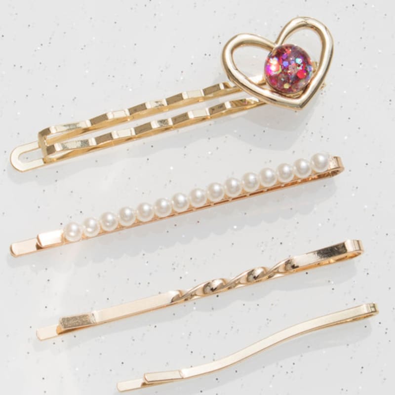 Luvinball Linie Herz Schneekugel Haarnadel SET(4 Stück)