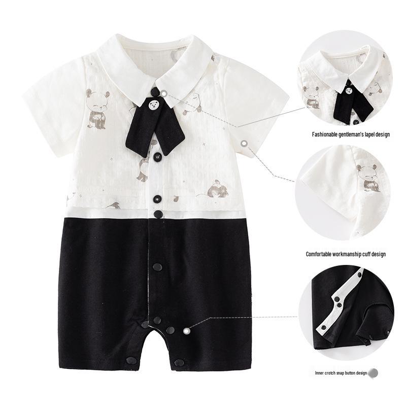 

Summer Baby Romper: British Style Gentleman Suit for First Birthday 66cm белый