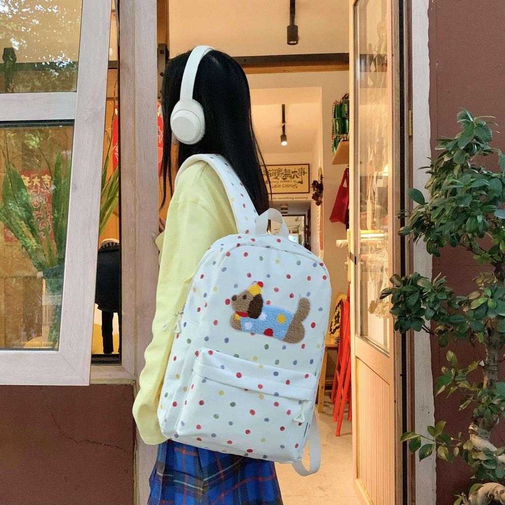 Casual Dog Backpack High Value Cute College Student Backpack Female Simple Versatile Junior High School Student Schoolbag