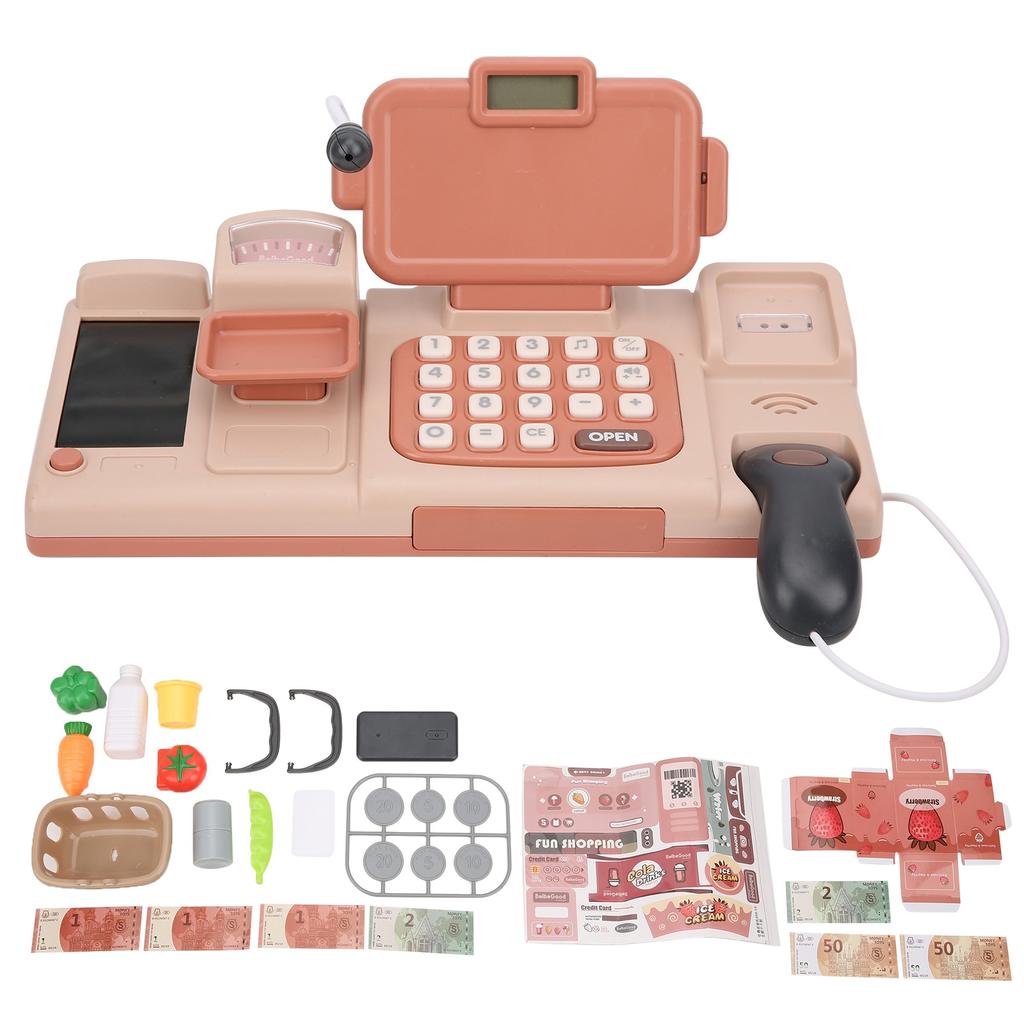 Casa de marcat jucărie voce electronică joc de simulare casier calculator copii educațional jucărie roz