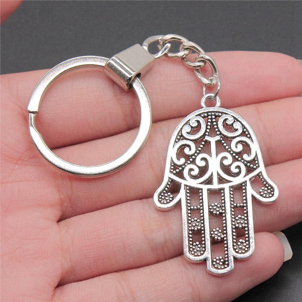 Star of David Talisman Amulet Pendant Antique Bronze Metal Keychain with 30mm Ring for Boys Bag Charm