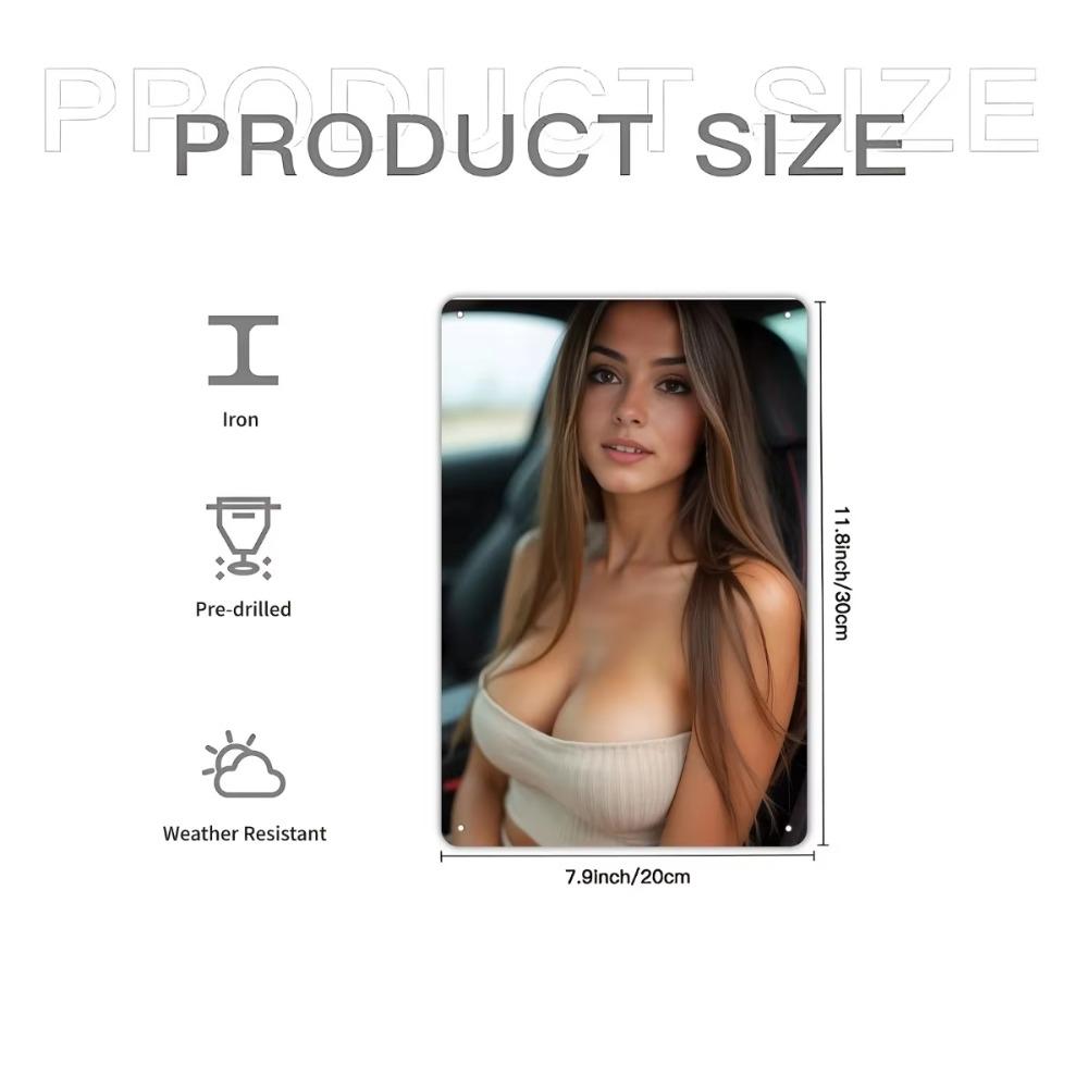 Retro Pinup Metal Wall Art Frameless Vintage Decor Pre Drilled Holes