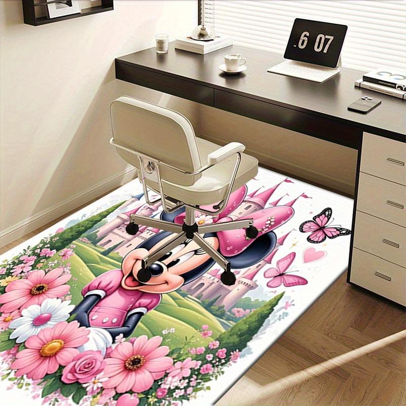 3D Printed Minnie Princess,Castle,Flowers Anti-Slip Rug - Machine Washable Office Rug for Living Room, Bedroom, Office - Multiple Sizes