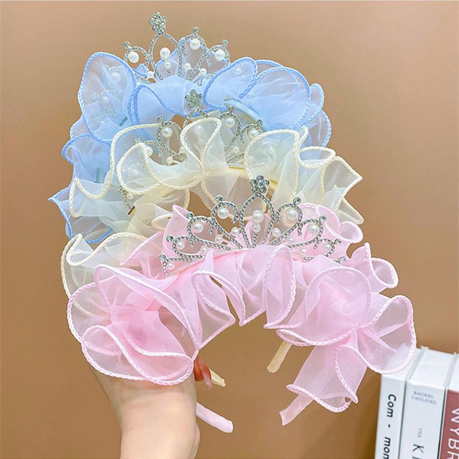 Bentițe de păr noi pentru copii, Tiare din dantelă cu strasuri, Bentițe, Coroană de prințesă pentru fete, Ac de păr, Accesorii de păr pentru petrecere de ziua de naștere, bal