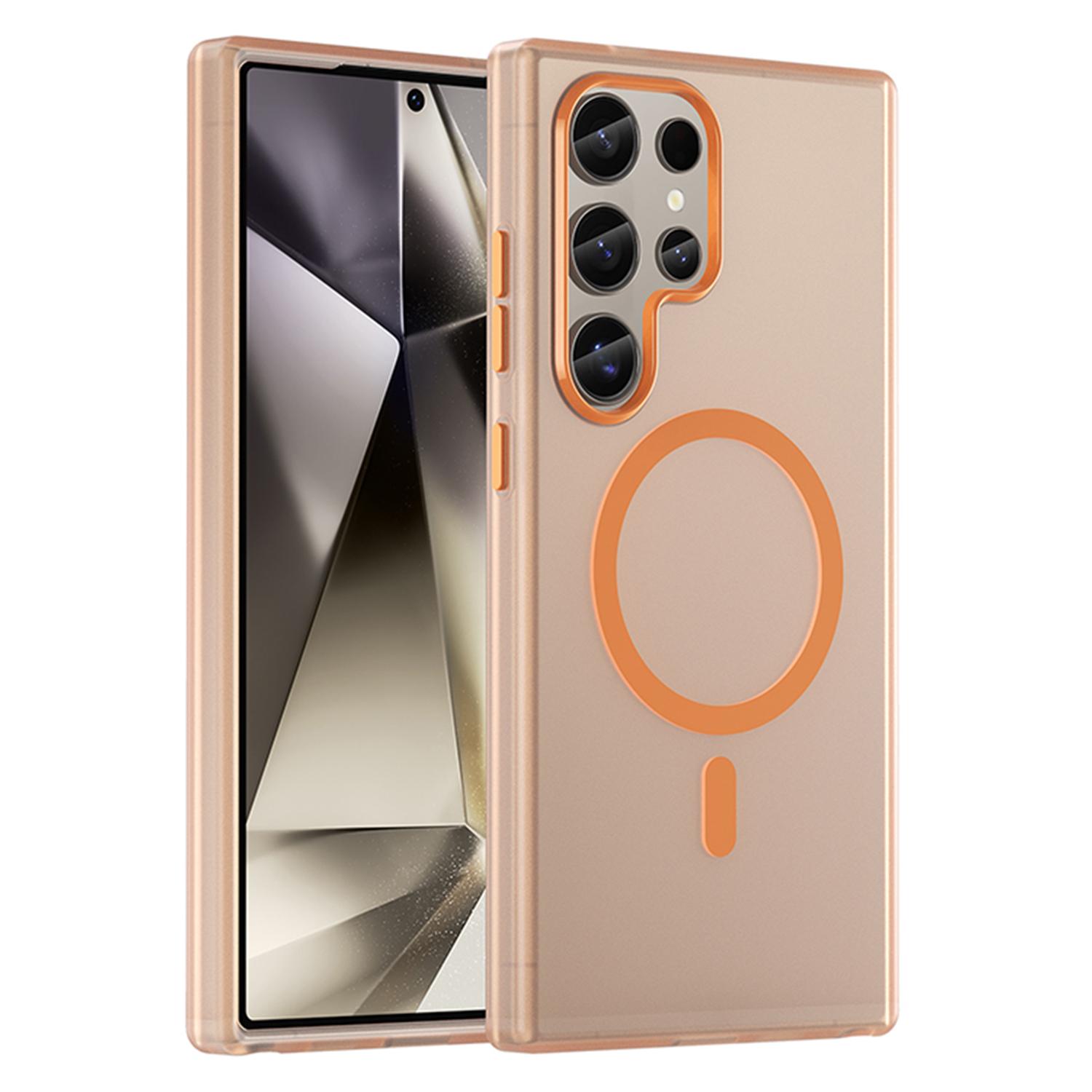 

For Samsung Galaxy S23 Ultra Case Compatible with MagSafe TPU+PC Slim Matte Translucent Phone Cover Orange