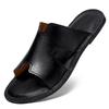 Men's Genuine Leather Cross Strap Slip-on Slippers, Size 46-47, Non-slip Outdoor Beach Flip Flops