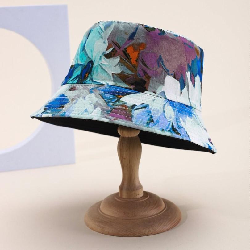 Flower Pattern Bucket Hat Men'S Double-Sided Basin Hat Women'S Trend Versatile Outdoor Sun Hat