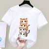 Cute Cat Pattern Children's T-shirt, Summer Short-sleeve Cartoon Animal Clothing for Boys and Girls