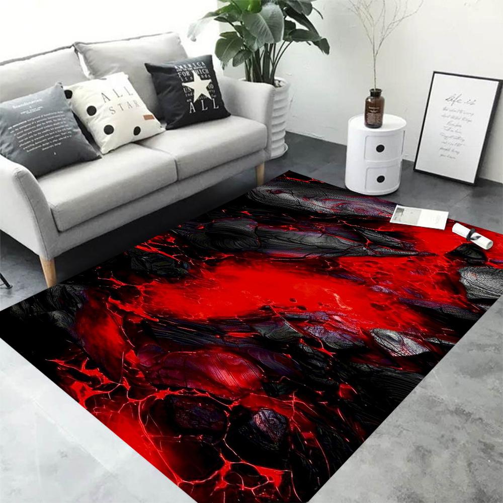 3D Volcano Lava Magma Rugs Carpet for Bedroom Decor Living Room Large Area Rugs Bedside Non-slip Floor Mat Home Entrance Doormat
