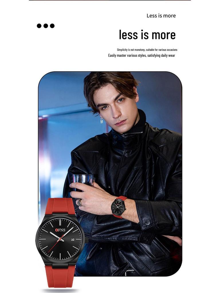 OFNS Classic Unisex Quartz Wristwatch with Calendar, Luminous Hands, 30M Waterproof, Thin Design, High-Value Bar Index.