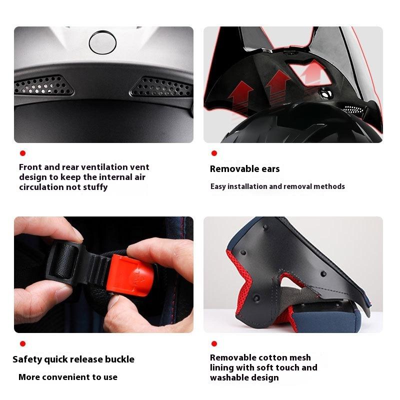 Motorcycle Helmet Full Face wolf Ear Detachable DOT Certification Safety Moto Helmet Bluetooth connect Breathable boy Gift