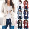 Women Cable Knit Sweater Jacket Loose Fit Long Sleeve Coat with Pocket Solid Color Button Down Winter Sweater Coat